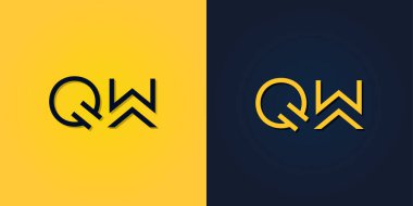 Minimalist Soyut İlk harf QW logosu.