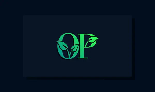 Asgari Yaprak Stili Ilk Operasyon Logosu Logo Yaprak Iki Harfli — Stok Vektör