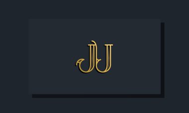 Minimal Inline stili. İlk JU logosu. Bu logo yaratıcı bir şekilde modern yazı karakterine sahip. Hangi şirket ya da markanın bu ilk adı başlatacağı için uygun olacaktır.