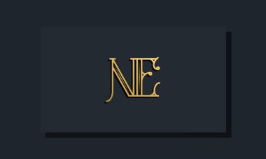 Asgari Inline stil NE paraf logosu. Bu logo yaratıcı bir şekilde modern yazı karakterine sahip. Hangi şirket ya da markanın bu ilk adı başlatacağı için uygun olacaktır..