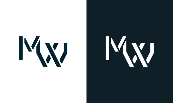 创意最小的抽象字母Mw标志 这个标志以创造性的方式与抽象字体结合在一起 适用于那些公司或品牌的首字母首字母缩写 — 图库矢量图片