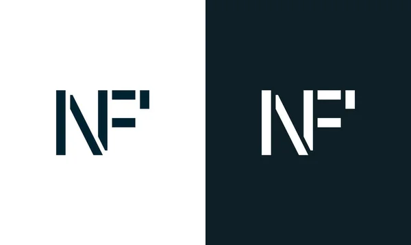 创意最小的抽象字母Nf标志 这个标志以创造性的方式与抽象字体结合在一起 适用于那些公司或品牌的首字母首字母缩写 — 图库矢量图片