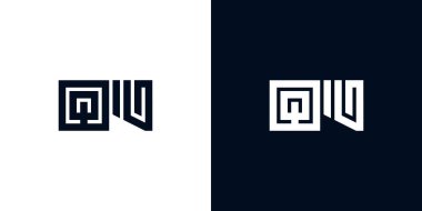 Asgari yaratıcı baş harfler QU logosu. Bu logo yaratıcı bir şekilde iki yaratıcı harfle birleşti. İlk harfleri hangi şirket ya da markanın başlattığı uygun olacaktır..