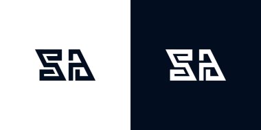 Asgari yaratıcı baş harfler SA logosu. Bu logo yaratıcı bir şekilde iki yaratıcı harfle birleşti. İlk harfleri hangi şirket ya da markanın başlattığı uygun olacaktır..