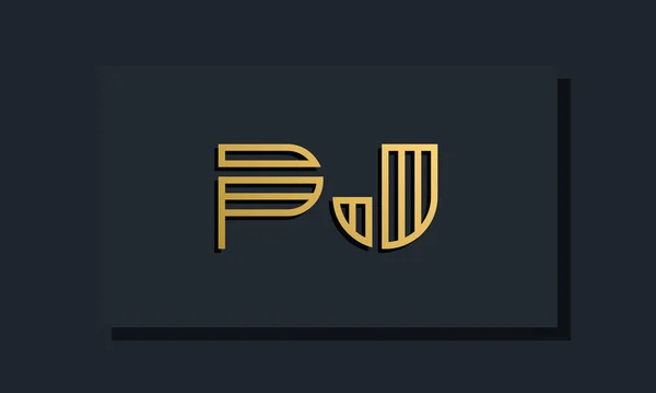 エレガントなラインアートの初期文字Pjロゴ このロゴには創造的な方法で2つの創造的な手紙が組み込まれています 会社やブランド名が最初の文字を開始するのに適しています — ストックベクタ