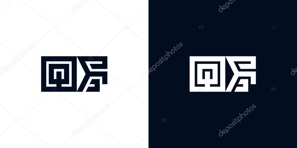 Letras iniciales creativas mínimas logotipo de QF. Este logotipo ...