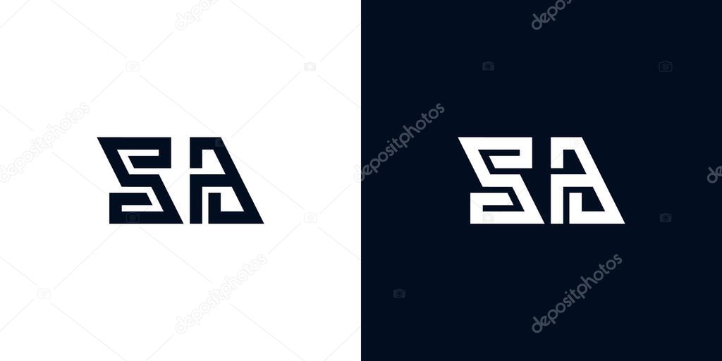 Letras iniciales mínimas creativas logotipo SA. Este logotipo incorpora ...