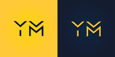Minimalist Soyut İlk harf YM logosu.