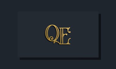 Minimal Inline stili. Baş harfli QE logosu. Bu logo yaratıcı bir şekilde modern yazı karakterine sahip. Hangi şirket ya da markanın bu ilk adı başlatacağı için uygun olacaktır..