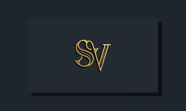 Minimal Inline stil İlk SV logosu. Bu logo yaratıcı bir şekilde modern yazı karakterine sahip. Hangi şirket ya da markanın bu ilk adı başlatacağı için uygun olacaktır..