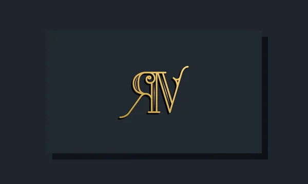 最小内联风格初始Rv标志 这个标志以创造性的方式与现代字体结合在一起 适用于那些公司或品牌的首字母首字母缩写 — 图库矢量图片