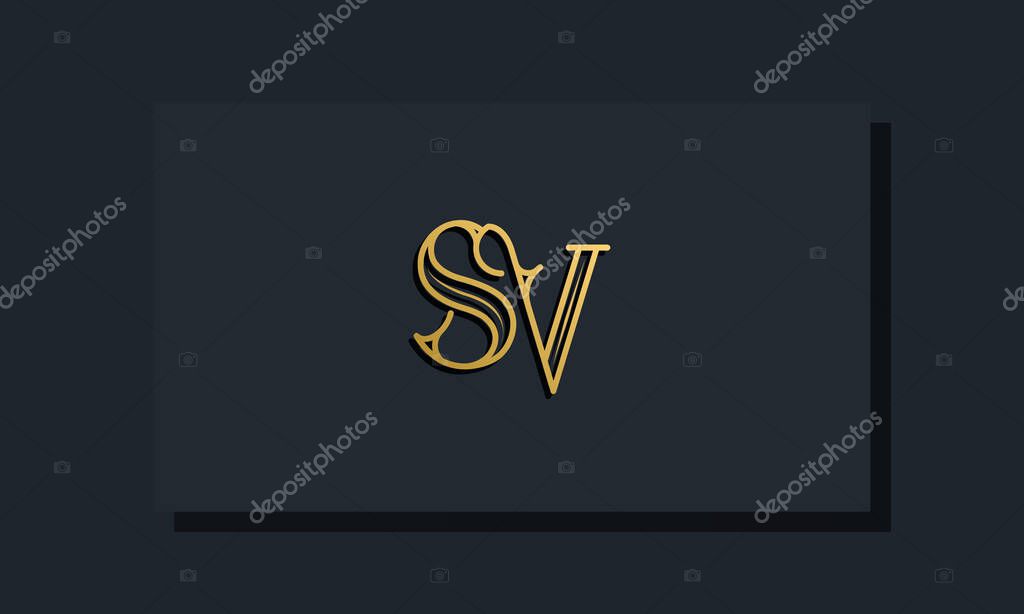 Minimal Inline style Initial SV logo. This logo incorporate with modern typeface in the creative way.It will be suitable for which company or brand name start those initial.