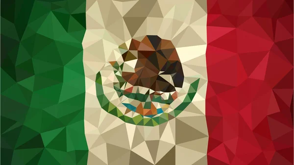 Bandera triangulada de poli baja mexicana — Vector de stock