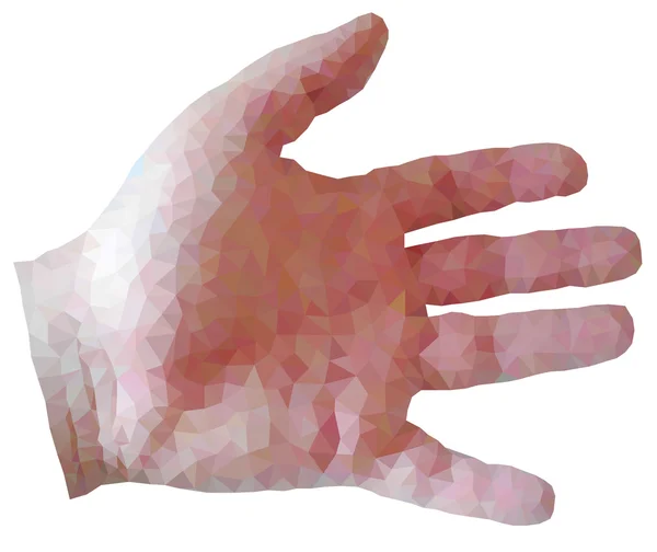 Triangulated five finger open hand — Stock Vector