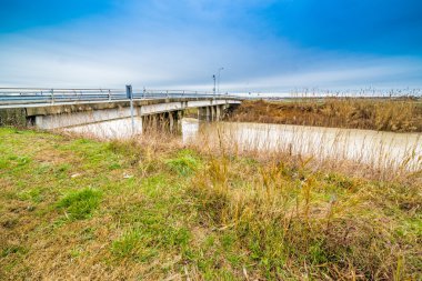 Kırsal bir şişmiş nehir Çamurlu suları