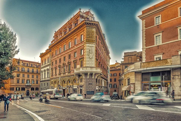 Старые Здания Вдоль Улиц Рима Италия — стоковое фото
