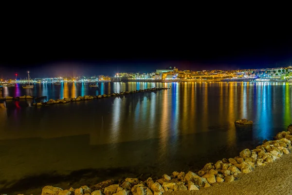 Night View Harbor Ancient City Adriatic Sea Italy — Stock Photo, Image