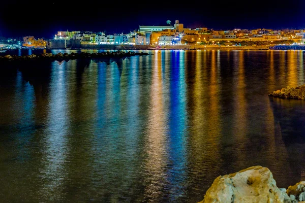 Vista Nocturna Del Puerto Antigua Ciudad Mar Adriático Italia —  Fotos de Stock
