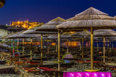 Apulia, İtalya Gargano Vieste plaj tatil gece