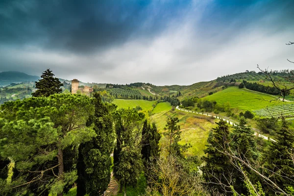 Château Sur Campagne Vallonnée Près Brisighella Italie — Photo