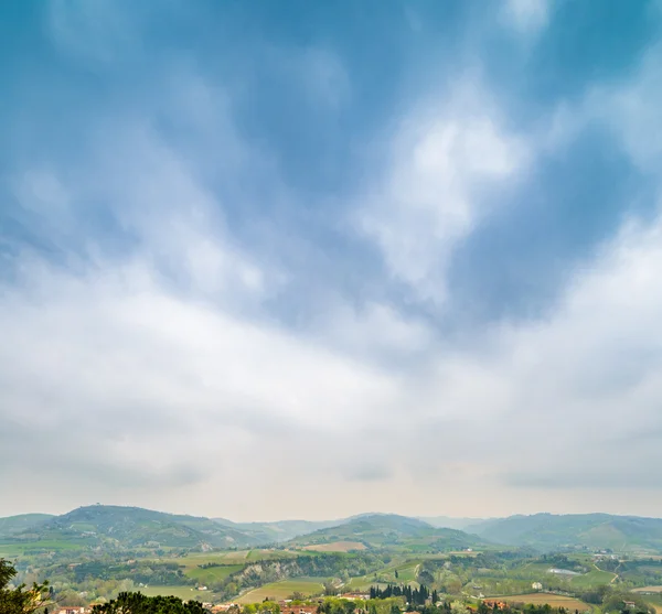 Olaszországi Emilia Romagna Dombjain Középkori Tájkép Panorámája — Stock Fotó