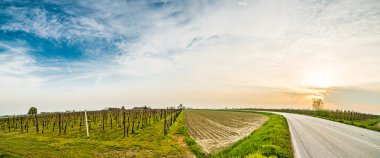 İtalya'da Emilia Romagna kırsalovalarda alanlarda asfalt yol