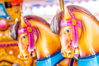 atlıkarınca koltukların yakın çekim, dörtnala atları