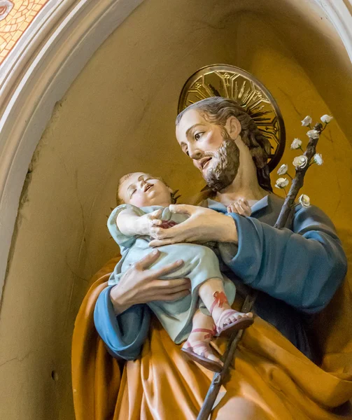 Amor Felicidade Entre Pai Filho São José Santo Menino Jesus — Fotografia de Stock