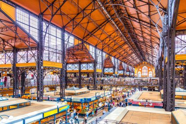 Interiors of Central Market Hall of Budapest, Hungary clipart