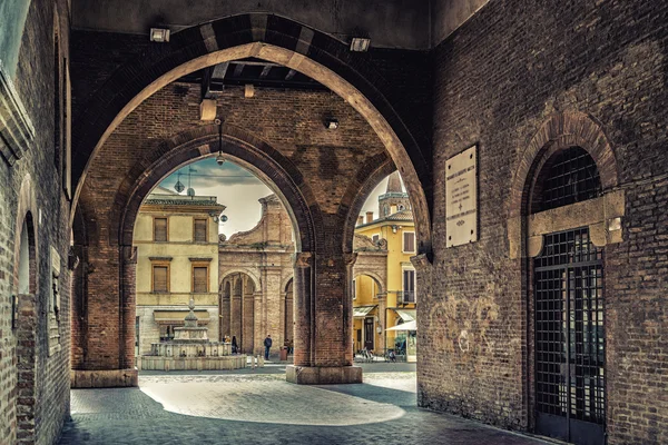 Verandor Med Valv Och Kolumner Huvudsakliga Torget Rimini Italien — Stockfoto