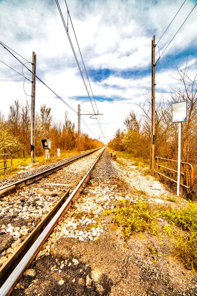 Eisenbahngleise Bis Zum Horizont — Stockfoto