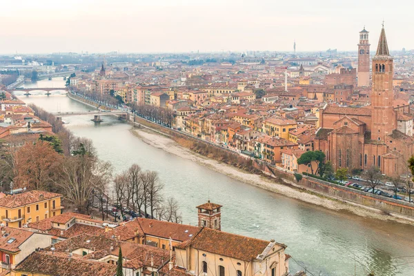 Panorama Des Adige Flusses Der Durch Die Häuser Und Historischen — Stockfoto