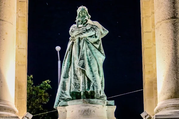 Plaza Los Héroes Budapest Detalle Cerca Estatua — Foto de Stock