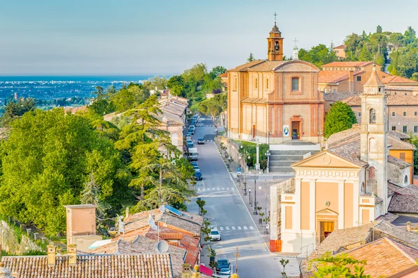 Panoráma Középkori Falu Longiano Romagna Hegység Közelében Cesena Olaszországban Régi — Stock Fotó