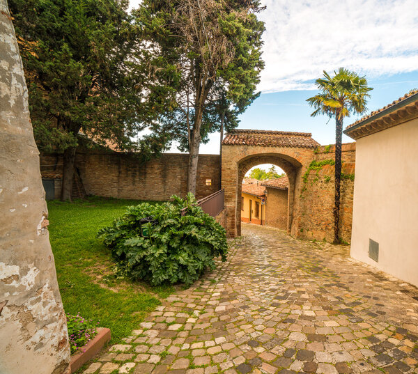 a small hilltop village streets in Emilia Romagna in Italy