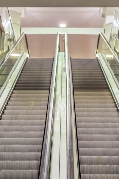 double escalator viewed from below