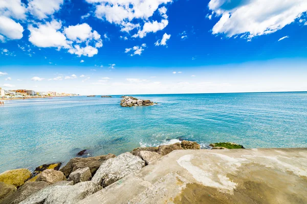 Panorama Van Adriatische Rivièra Romagna Italië Met Stranden Zee Parasols — Stockfoto