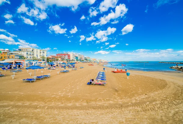 Панорама Адріатичного Узбережжя Романьї Італія Пляж Море Парасольки Готелі — стокове фото