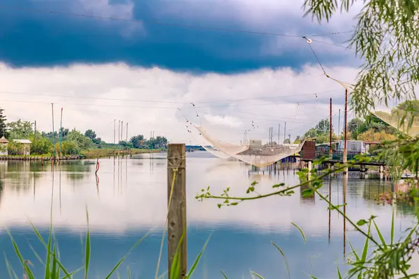 Fischerhütten Der Ruhe Der Brackwasserlagune Italien — Stockfoto