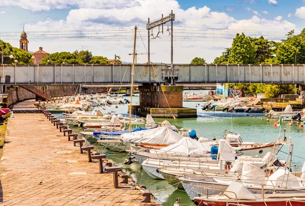 Barcos Atracados Canal Porto Rimini Itália — Fotografia de Stock