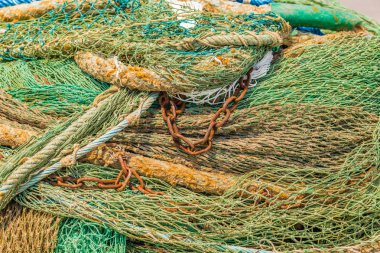 Grunge balıkçı ağları yığını