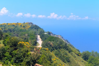 İtalya'da Emilia Romagna ve Marche arasındaki sınırda yeşil tepelerpanorama