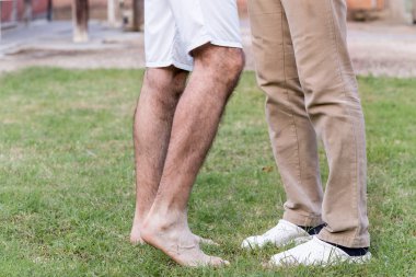 iki erkek arasında sevgi, bacaklarının konumu ile çok sağduyulu bir şekilde görülen, öpücük klasik ikonografi gibi birbirlerine doğru uzanmış