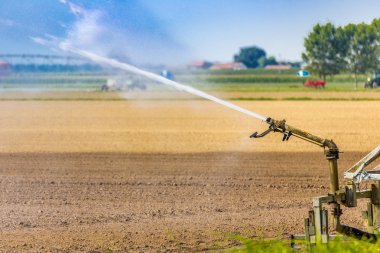 Yeni ekilen bitkileri sulama bir sulama meme yüksek basınçlı sprey