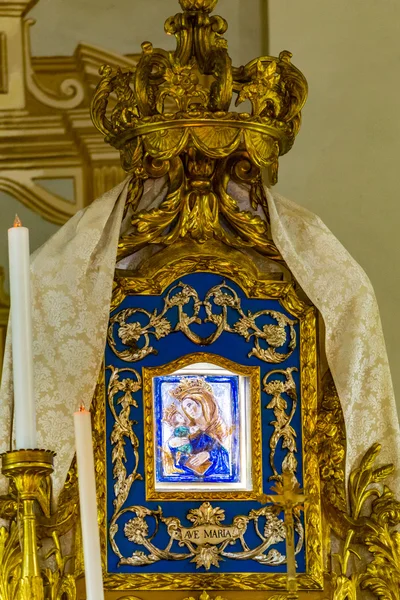 Retable Commémoratif Bois Dédié Notre Dame Consolation Avec Phrase Langue — Photo