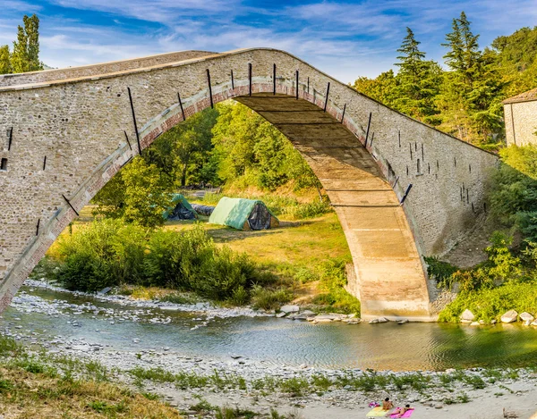 Puente Jorobado Ingeniería Del Siglo Xvi Que Conecta Solo Tramo — Foto de Stock