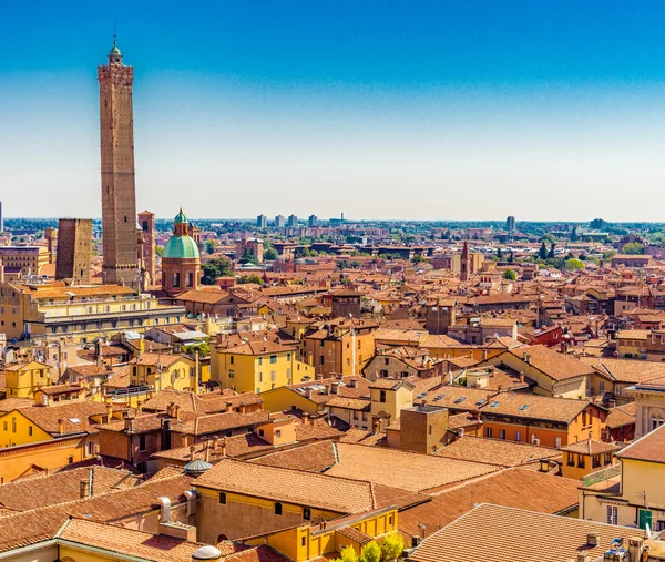 Paesaggio Urbano Panoramico Aereo Bologna Sopra Tetti Case Tipiche Edifici — Foto Stock