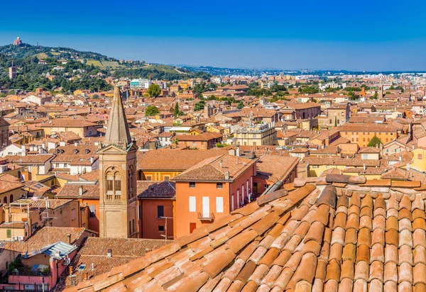 Légi Panorámás Városkép Bologna Olaszország Fent Tipikus Házak Régi Épületek — Stock Fotó