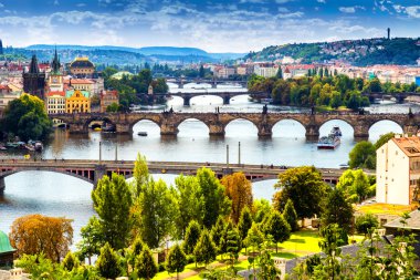 Köprü ve çatıları Prag