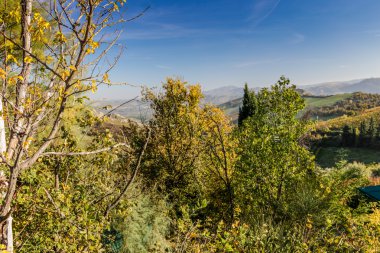 Badlands üzerinde sonbahar üzüm bağları